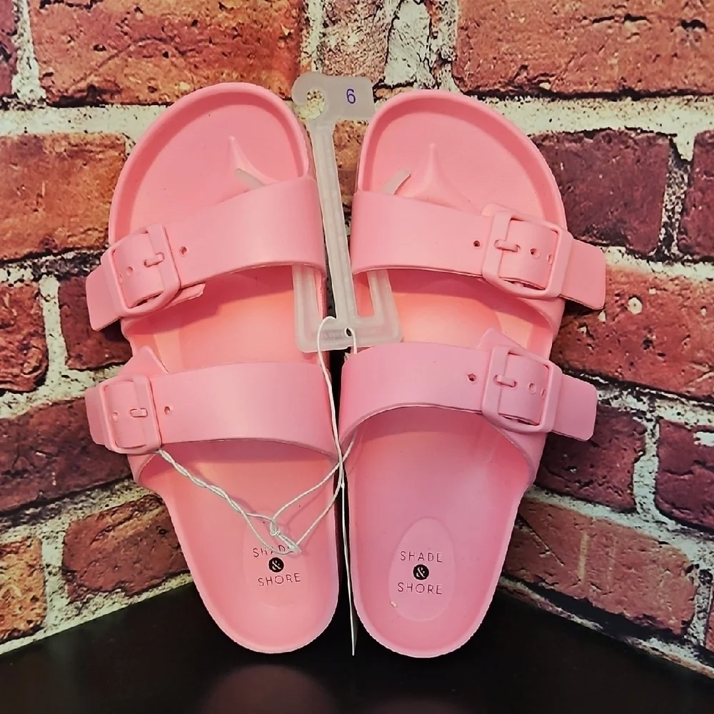 Pink Double Strap Sandals - Picture 1 of 6